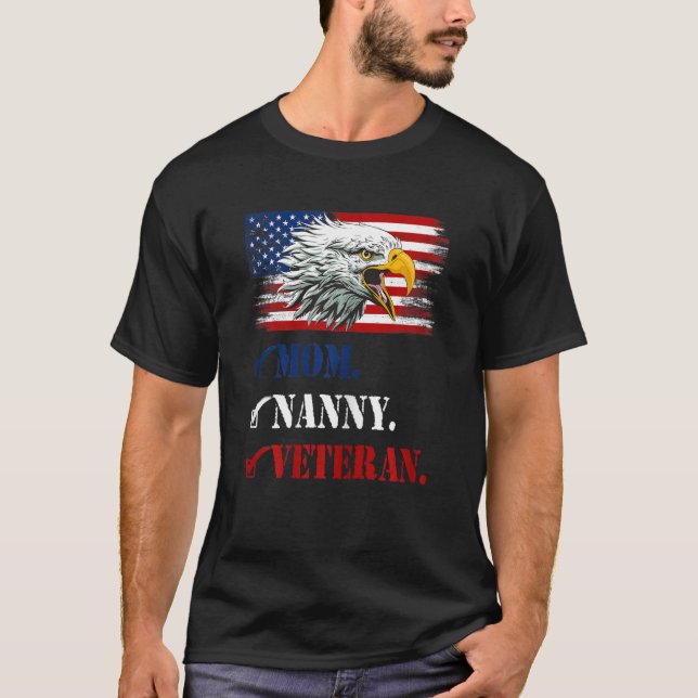 Womens First Mum Now Nanny American Eagle Flag Fam T-Shirt (Front)