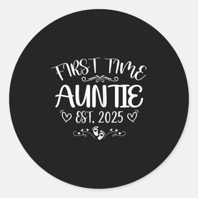 Womens First Time Auntie Est 2025 Soon To Be Mom M Classic Round Sticker (Front)
