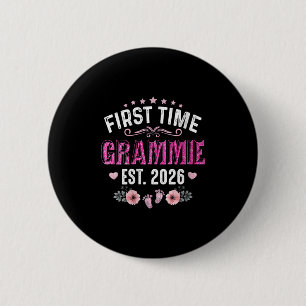 Womens First Time Grammie Est. 2026 Funny Floral M 6 Cm Round Badge