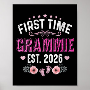Womens First Time Grammie Est. 2026 Funny Floral M Poster