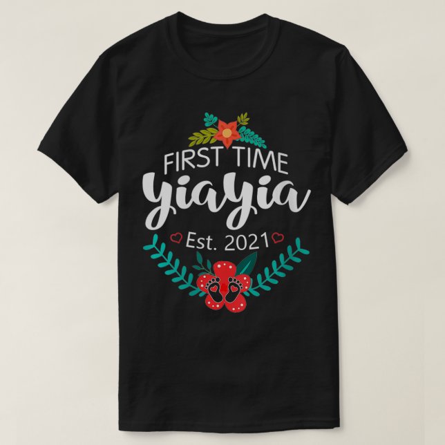 Womens First Time Yiayia Est T-Shirt (Design Front)