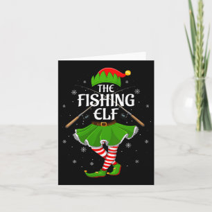 Womens Fishing Elf Christmas Family Girls Women El Card