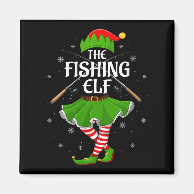 Womens Fishing Elf Christmas Family Girls Women El Magnet (Front)