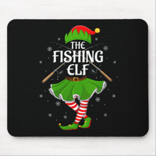 Womens Fishing Elf Christmas Family Girls Women El Mouse Mat