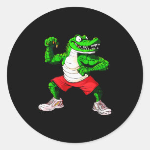 Womens Fitness Crocodile V-neck Classic Round Sticker