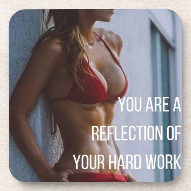 Women's Fitness Inspirational Words - Hard Work Coaster (Front)