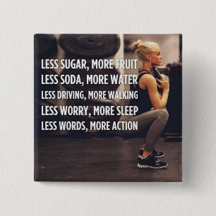 Women's Fitness Inspirational Words - More Action 15 Cm Square Badge