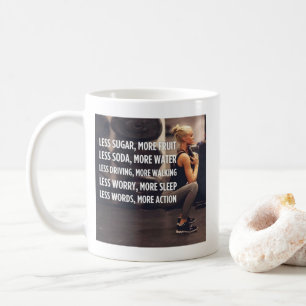 Women's Fitness Inspirational Words - More Action Coffee Mug