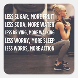 Women's Fitness Inspirational Words - More Action Square Sticker