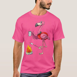 Womens Flamingo Camping Flamingo Camper Camping Lo T-Shirt