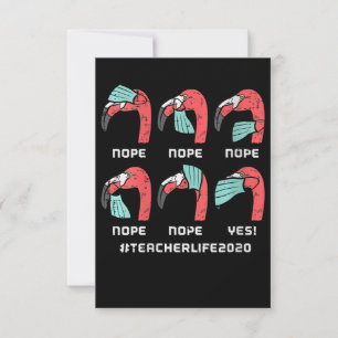Womens Flamingo Face Mask Teacher Life 2020 Social RSVP Card