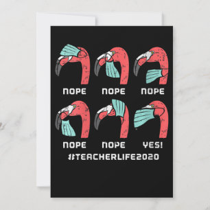 Womens Flamingo Face Mask Teacher Life 2020 Social Save The Date