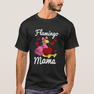 Womens Flamingo Mama Finger Heart Flamingo Animal T-Shirt