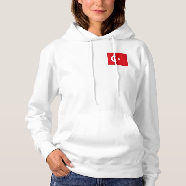 Women's  Fleece Jogger with flag of Turkey Hoodie (Front)