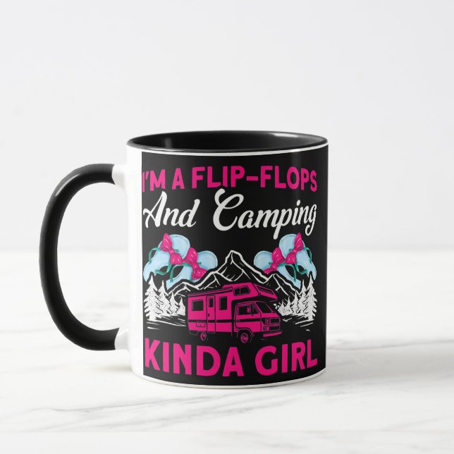 Womens Flip Flops And Camping Kinda Girl Caravan Mug (Left)