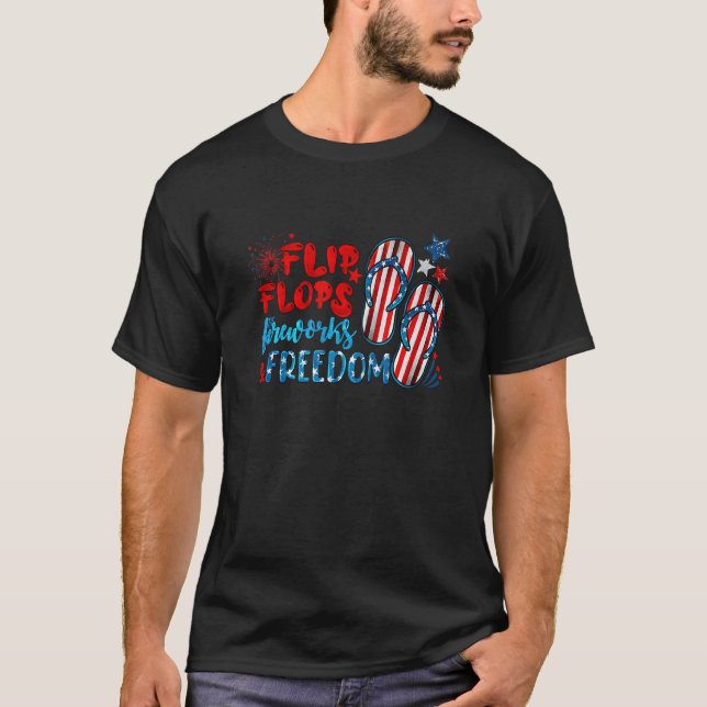 Womens Flip Flops Fireworks And Freedom 4th Of Jul T-Shirt (Front)