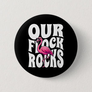 Womens Flock Rocks Pink Bird Flamingo Family 6 Cm Round Badge