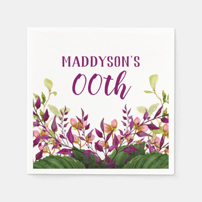 Women's Floral 80th 90th 91st 92nd 95th 98th 99th Napkin (Front)