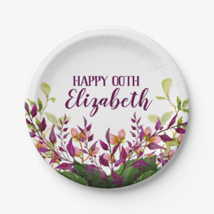 Women's Floral 80th 90th 91st 92nd 95th 98th 99th Paper Plate