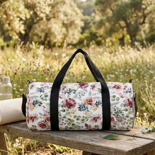 Women's floral romantic gym yoga  duffle bag