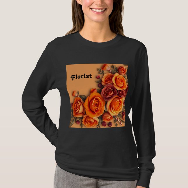 Women's Florist Long-Sleeve Black T-Shirt (Front)