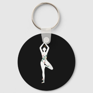 Womens Flower Lover Meditation Yoga Ckprint Key Ring
