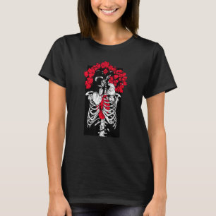 Womens Flower Skeleton Sugar Roses For Women Girls T-Shirt