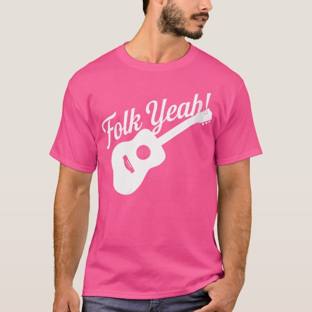 Womens Folk Yeah Acoustic Guitar Guitarist Music G T-Shirt (Front)