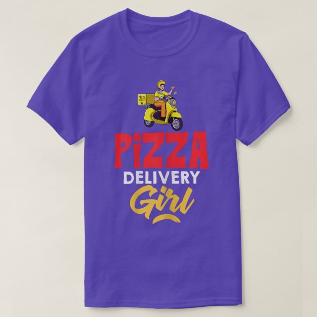Womens Food Delivery Driver Delivering Pizza Couri T-Shirt (Design Front)