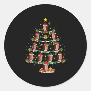 Womens Football Christmas Tree Lights Srts Player  Classic Round Sticker