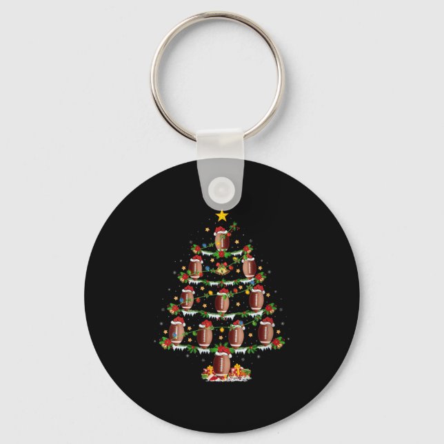 Womens Football Christmas Tree Lights Srts Player  Key Ring (Front)