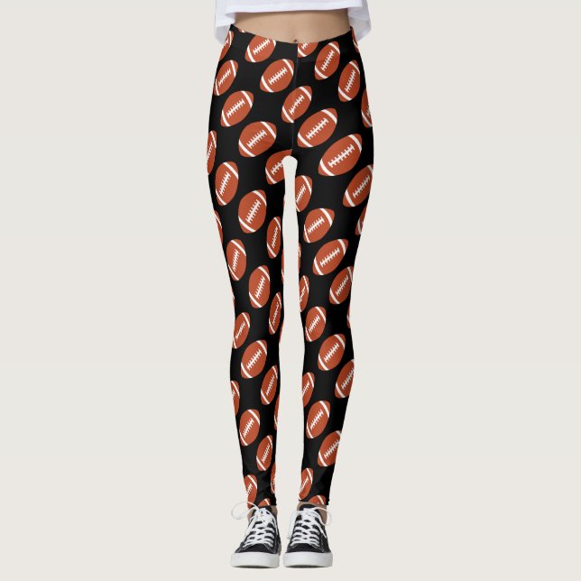 Women's Football Fan Cute Game Day Leggings (Front)