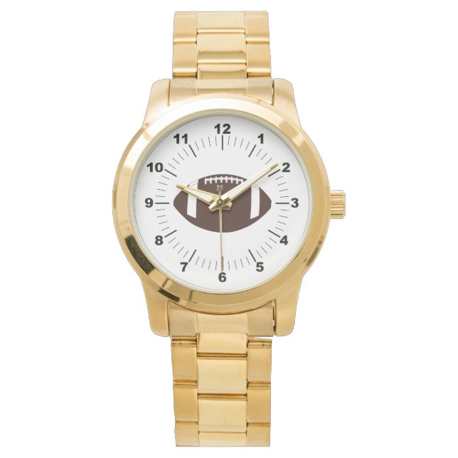 Women's Football Oversized Gold Bracelet Watch (Front)