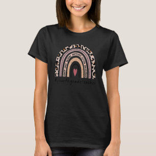 Womens Fourth Grade Teacher Leopard Rainbow T-Shirt