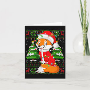 Womens Fox Christmas Lights Santa Costume Ugly Xma Card