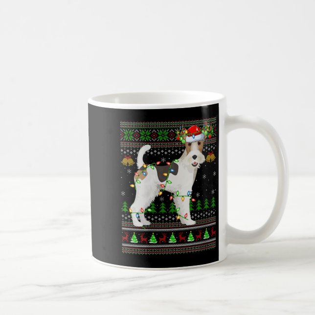 Womens Fox Terrier Dog Ugly Christmas Sweaters Hol Coffee Mug (Right)