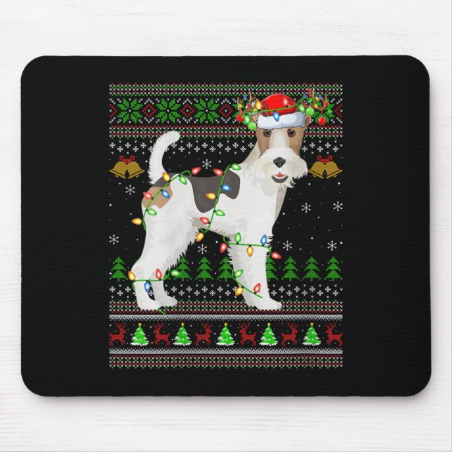 Womens Fox Terrier Dog Ugly Christmas Sweaters Hol Mouse Mat (Front)