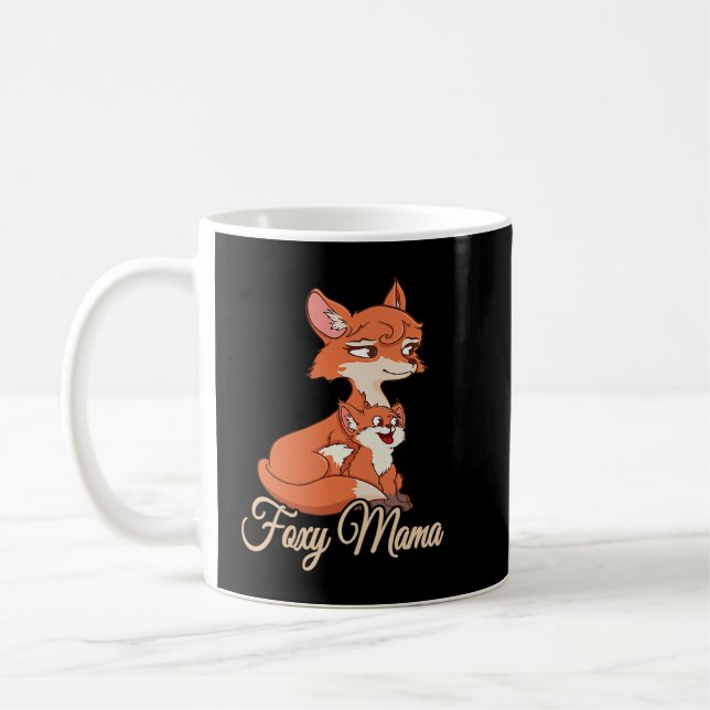 Womens FOXY MAMA Mum Quote Fox Love Mothers Day Coffee Mug (Left)