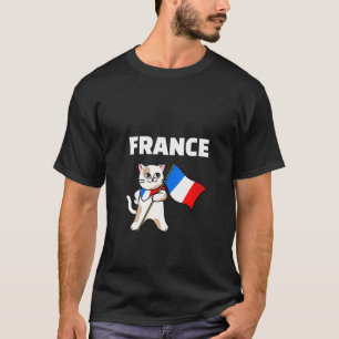 Womens France Flag Cat French Colours Kitten T-Shirt
