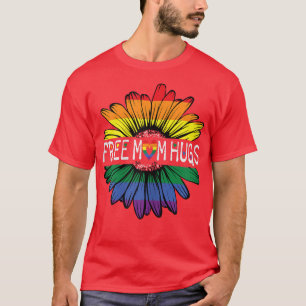 Womens Free mom hugs Pride Rainbow Sunflower T-Shirt