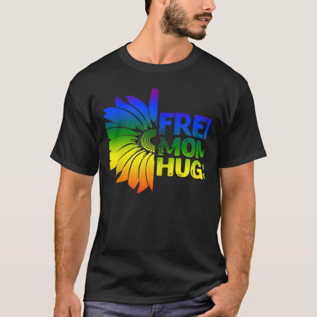 Womens Free Mum Hugs LGBT Sunflower Gay Lesbian Mo T-Shirt (Front)