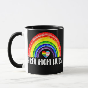 womens Free Mum Hugs Rainbow Heart LGBT Mug