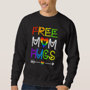 Womens Free Mum Hugs  Rainbow Heart Lgbt Pride Mon Sweatshirt