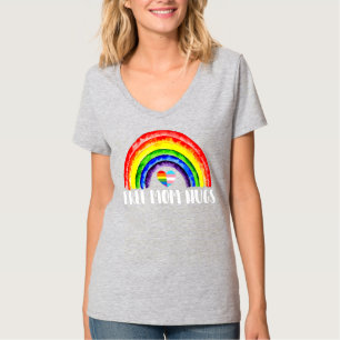 womens Free Mum Hugs Rainbow Heart LGBT T-Shirt