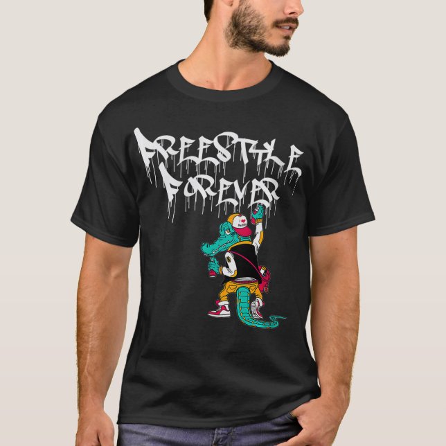 Womens Freestyle Forever Graffiti Gator 80s Music  T-Shirt (Front)