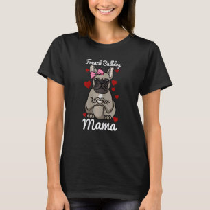 Womens French Bulldog Mama Finger Heart Dog Animal T-Shirt
