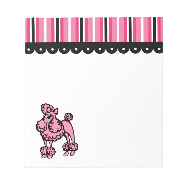 Women's French Pink Poodle Notepad Gift (Front)