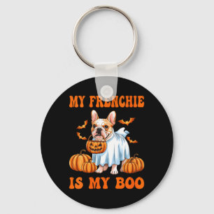 Womens Frenchie Is Boo Funny French Bulldog Ghost Key Ring