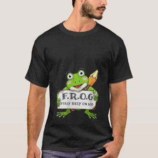Womens FROG Fully Rely On God Cool Jesus Cute Chri T-Shirt