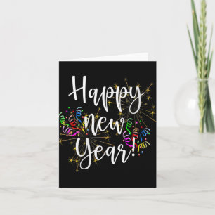 Womens Fun Happy New Year Day Eve Party Fireworks Card